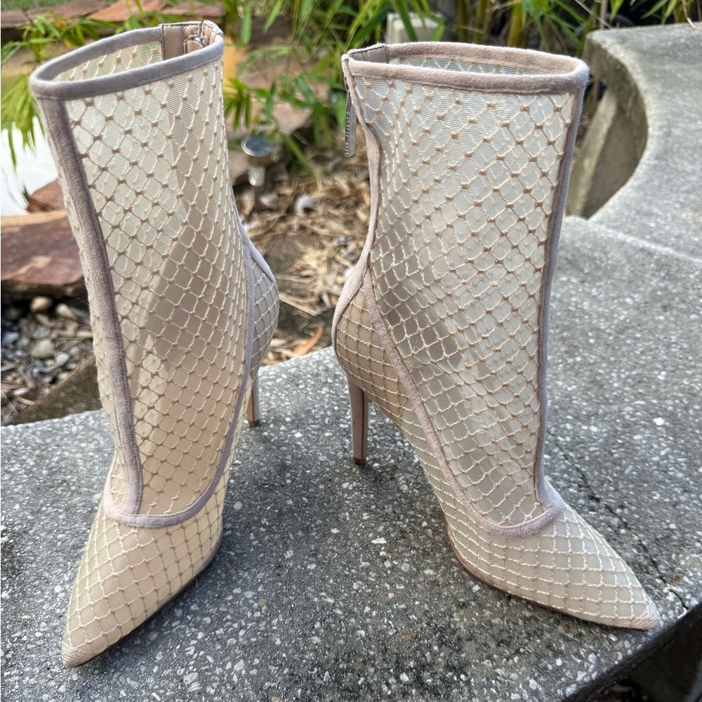 Mesh Stiletto Ankle Boots